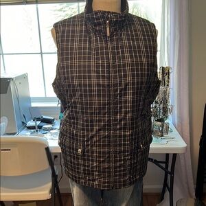 Jones New York Black and White Plaid Vest